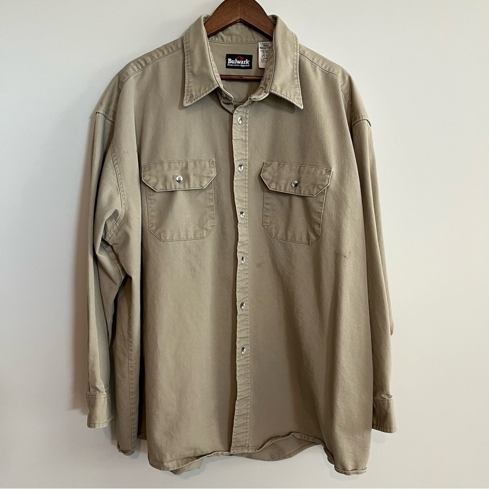 Bulwark FR Button Up Shirt Khaki Beige Size 3XL